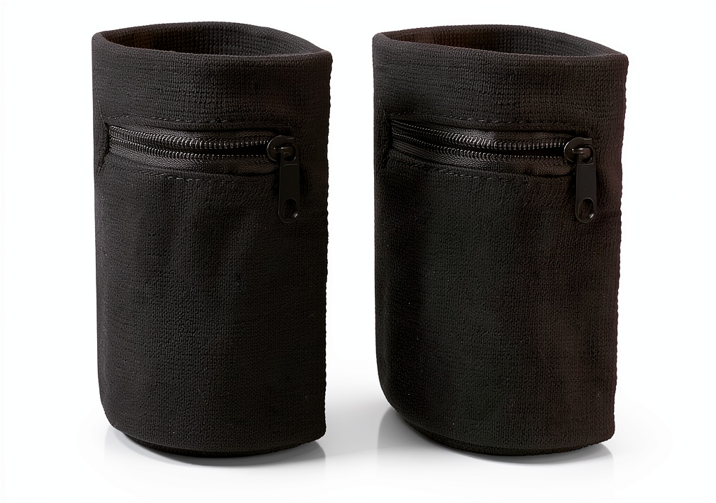 LIQWEI black polyester wristbands with zippered pockets