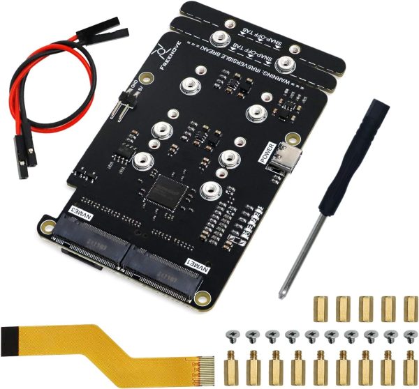 FREENOVE Quad M.2 SSD Adapter for Raspberry Pi 4 4 Slot PCIe 2.0-0