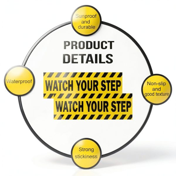 Step Sticker Safety Marker by SMART SIGN Yellow/Black 10x3 Vinyl Set-4