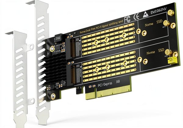 GLOTRENDS Dual M.2 NVMe to PCIe 4.0 X8 Adapter 2‑Slot RAID Card-0