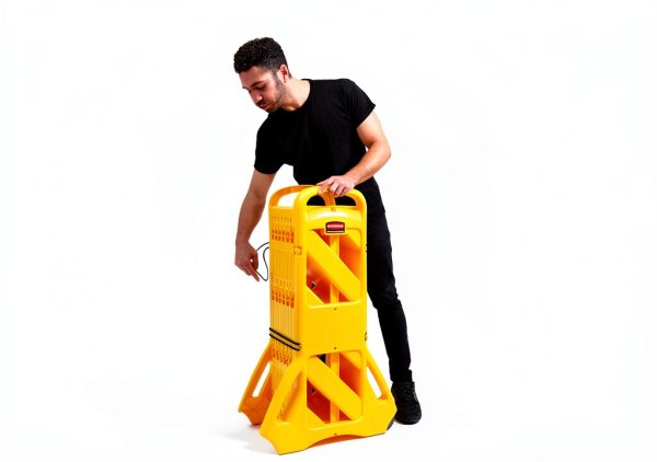 Rubbermaid Mobile Plastic Safety Sign 13 Foot Yellow Barrier for-2