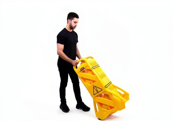Rubbermaid Mobile Plastic Safety Sign 13 Foot Yellow Barrier for-3